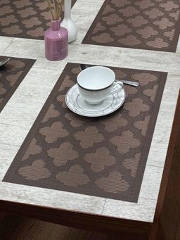 BIANCA - Woven Pvc Placemat for Dining Pack of 6 (Alpine) Multi-Color 6 Seater