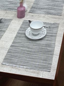 BIANCA - Woven Pvc Placemat for Dining Pack of 6 (Alpine) Grey 6 Seater