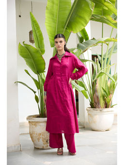 Raas Life - Pink Sharda Hand Woven Chanderi Solid Kurta and Palazzo (Set of 2)