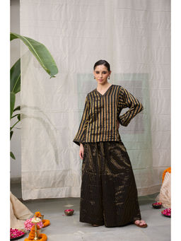 Raas Life - Kaveri Gold Chanderi Stripes Kurta and Palazzo (Set of 2)