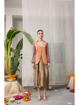 Raas Life - Mrunal Zari Chanderi Colorblock Blazer with Skirt (Set of 2)