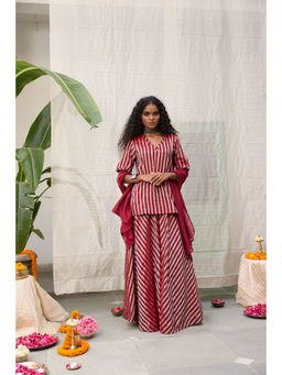 Raas Life - Amala Zari Chanderi Kurta with Palazzo and Dupatta (Set of 2)