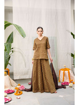 Raas Life - Amala Zari Chanderi Kurta with Palazzo and Dupatta (Set of 2)