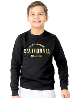 Nuego - Boys Black Typography Pure Cotton Sweatshirt