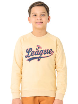 Nuego - Boys Beige Typography Pure Cotton Sweatshirt