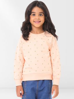 Nuego - Girls Peach Print Pure Cotton Sweatshirt