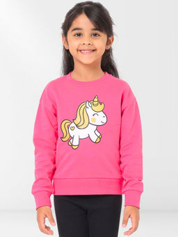 Nuego - Girls Pink Print Pure Cotton Sweatshirt