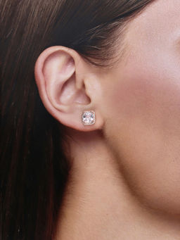 Kai Jewel - Minimal Square Crystals Casual Rose Gold Studs Earrings