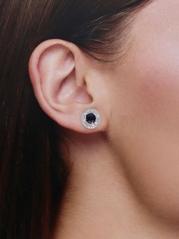 Kai Jewel - Minimalistic White & Black Timeless Circular Sterling Silver Earrings