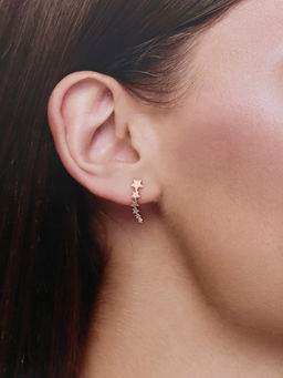 Kai Jewel - Sterling String of Stars Sterling Silver Rose Gold Drop Earrings