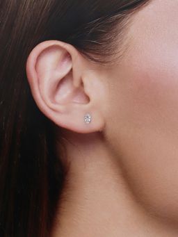 Kai Jewel - Oval Shaped Crystal Casual Silver Studs Earrings