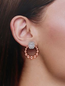 Kai Jewel - Rings of Misty Beads Statement Rose Gold Studs Earrings