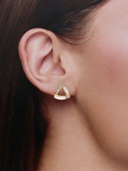 Kai Jewel - Tantalizing Triangles Casual Sterling Silver Gold Studs Earrings