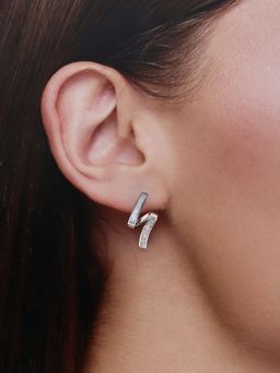 Kai Jewel - Crystal Zigzag Casual Sterling Silver Studs Earrings