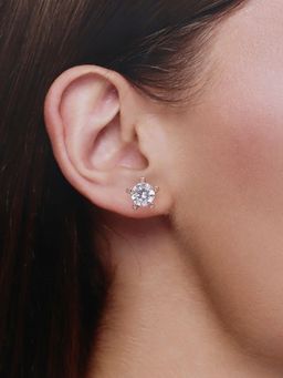 Kai Jewel - Single Solitaire Casual Sterling Silver Rose Gold Studs Earrings