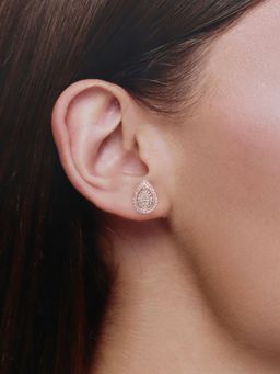 Kai Jewel - Sterling Tear Drops Casual Sterling Silver Rose Gold Studs Earrings