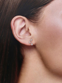 Kai Jewel - Dazzling Diamond Studded Floral Silver Earrings