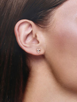 Kai Jewel - Dainty Sterling Silver Rose Gold Heart Casual Studs Earrings