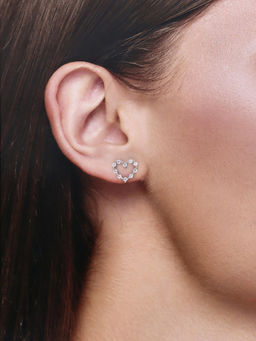 Kai Jewel - DIAMOND STUDDED HEART SILVER CASUAL EARRINGS