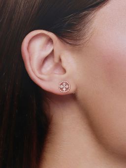 Kai Jewel - Crystal Essence Circular Sterling Silver Rose Gold Stud Earrings