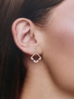 Kai Jewel - Stylish Zircon Drops Sterling Silver Gold Drop Earrings