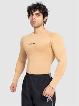 HYPD - Stealth Men Body Fit Compression Sports and Gym Beige T-Shirt
