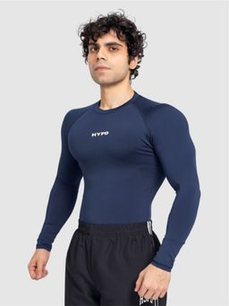 HYPD - Stealth Men Body Fit Compression Sports and Gym Navy Blue T-Shirt