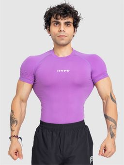 HYPD - Stealth Men Body Fit Compression Half Sleeve Sports and Gym Purple T-Shirt