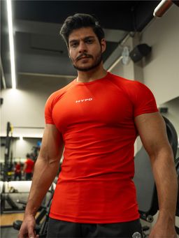 HYPD - Ultra Men Body Fit Compression Half Sleeve Sports and Gym Red T-Shirt