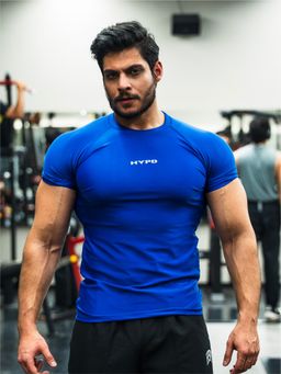 HYPD - Ultra Men Body Fit Compression Half Sleeve Sports and Gym Blue T-Shirt