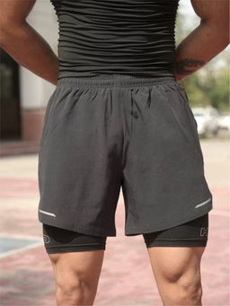 HYPD - Velocity Men Black 2 In 1 Mid Rise Training Shorts
