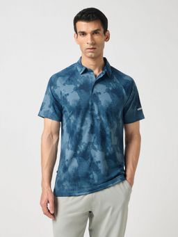 Technosport - Men Printed Slim Fit Polo Sports Blue T-Shirt
