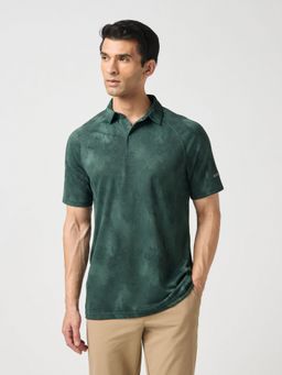 Technosport - Men Printed Slim Fit Polo Sports Green T-Shirt