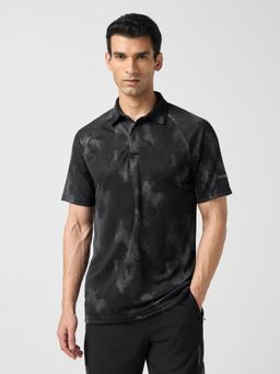 Technosport - Men Printed Slim Fit Polo Sports Grey T-Shirt