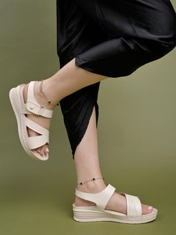 Shoetopia - Comfortable Cream Doctor Sole Sandals for Girls