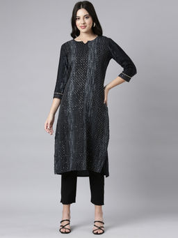 NEERU'S - Grey Regular Straight Embellished Kurtas