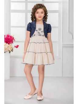 Lagorii - Embroidered Dress with Blue Shrug
