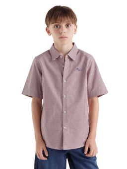 RARE ONES - Maroon Collar Neck Checks Shirt