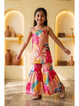 Lagorii - Multicolor Floral Printed Kurti Sharara & Dupatta