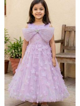 Lagorii - Lavender 3D Floral Applique Gown With Pleated Bow