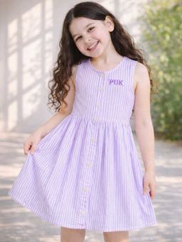 Purple United Kids - Dress-Lavender with Sleeveless Design for Summers