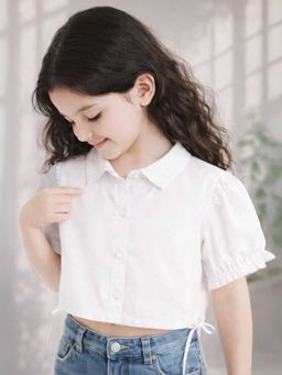 Purple United Kids - Shirt in White with Half Sleeve Soft Fabric for Daily Wear