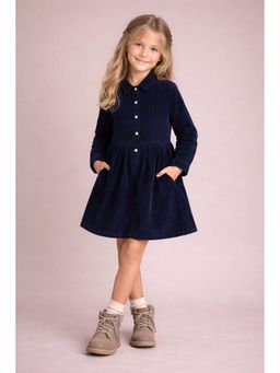 CHERRY CRUMBLE BY NITT HYMAN - Navy Blue Collar Neck Dress