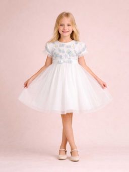 CHERRY CRUMBLE BY NITT HYMAN - White Round Neck Dress