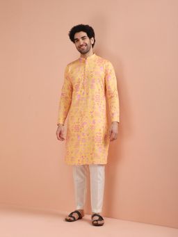 KISAH - Men Yellow Kurta Trousers (Set of 2)