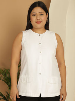 theRebelinme - Plus Size Womens White Solid Cotton Top