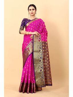Yavira Silk - Rani Pink Ethnic Wear Silk Traditional Saree with Unstitched Blouse
