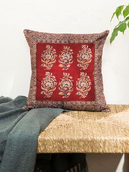 Fabindia - Red Sandhya Kalamkari Printed Cotton Cushion Cover (16x16)