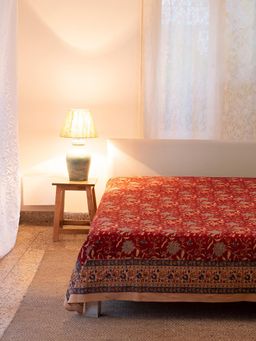 Fabindia - Red Mehulika Cotton Hand Block Printed Bed Cover (King)