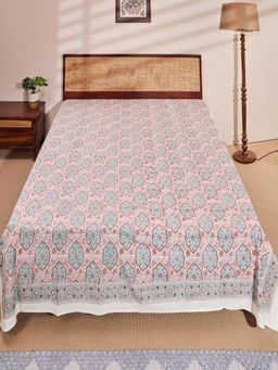Fabindia - Red Amer Cotton Hand Block Printed Bed Cover